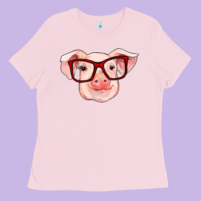 Pig With Red Glasses Ladies Tee Designed By Ranaportraitstore