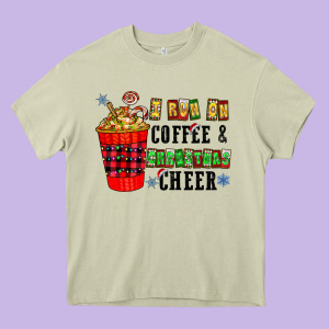 I Run On Coffee & Christmas Cheer Heavy Core Tee Designed By Cowhidedigitalart