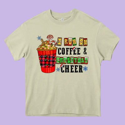 I Run On Coffee & Christmas Cheer Heavy Core Tee Designed By Cowhidedigitalart
