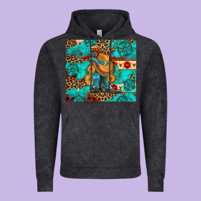Cowboy Boots With Turquoise And Aztec Vintage Hoodie Designed By Artiststas
