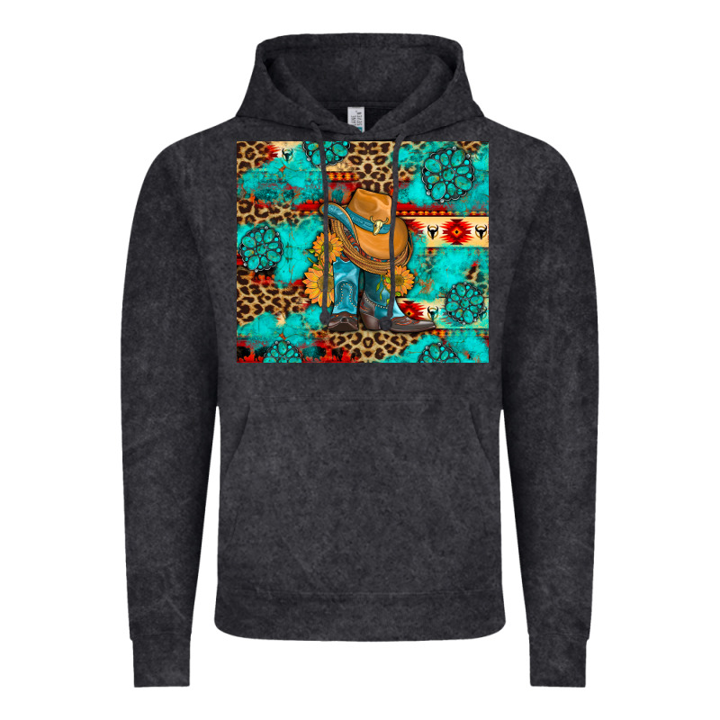 Cowboy Boots With Turquoise And Aztec Vintage Hoodie by Artiststas | Teevron
