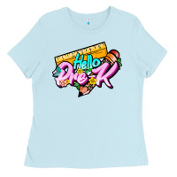 Baby Blue hello pre k Ladies Tee - JahusDesignShop
