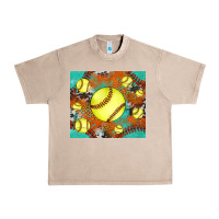 Softball Cowhide Turquoise Glitter Tumbler Urban Heavy Tee | Teevron