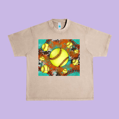 Softball Cowhide Turquoise Glitter Tumbler Urban Heavy Tee Designed By Jasminsmagicworld