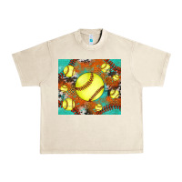 Sandshell softball cowhide turquoise glitter tumbler Urban Heavy Tee - Jasminsmagicworld