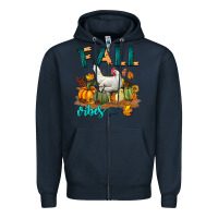 Navy Fall Vibes Chicken Zipper Hoodie - LillyAllenDesigns