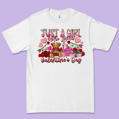 Just  Girl Who Loves Valentines Day Premium Tee Designed By Racoondesign