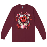 Burgundy cupids favorite nurse Long Sleeve Tee - MaliasSmallBusiness