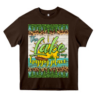 Chocolate Brown the lake is my happy place air freshener Heavy Core Tee - HRA Design Shop