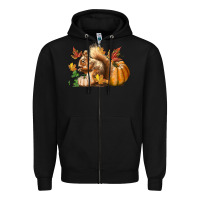 Black Fall Squirrel Zipper Hoodie - LillyAllenDesigns