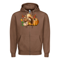 Chestnut Fall Squirrel Zipper Hoodie - LillyAllenDesigns