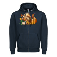 Navy Fall Squirrel Zipper Hoodie - LillyAllenDesigns