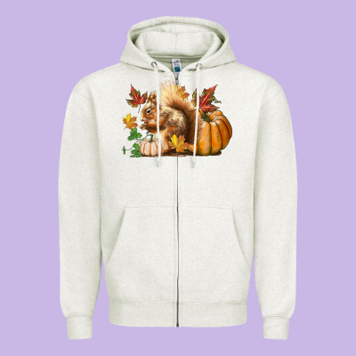 Fall Squirrel Zipper Hoodie Designed By Lillyallendesigns