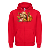 Red Fall Squirrel Zipper Hoodie - LillyAllenDesigns