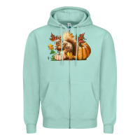 Seafoam Fall Squirrel Zipper Hoodie - LillyAllenDesigns