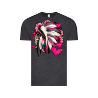Vintage Black indian headdress with hearts valentine's day Vintage Tee - Jasminsmagicworld