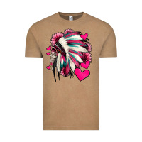 Indian Headdress With Hearts Valentine's Day Vintage Tee | Teevron