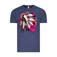 Vintage Denim indian headdress with hearts valentine's day Vintage Tee - Jasminsmagicworld