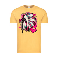 Vintage Mustard indian headdress with hearts valentine's day Vintage Tee - Jasminsmagicworld