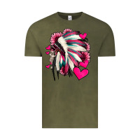 Vintage Olive indian headdress with hearts valentine's day Vintage Tee - Jasminsmagicworld