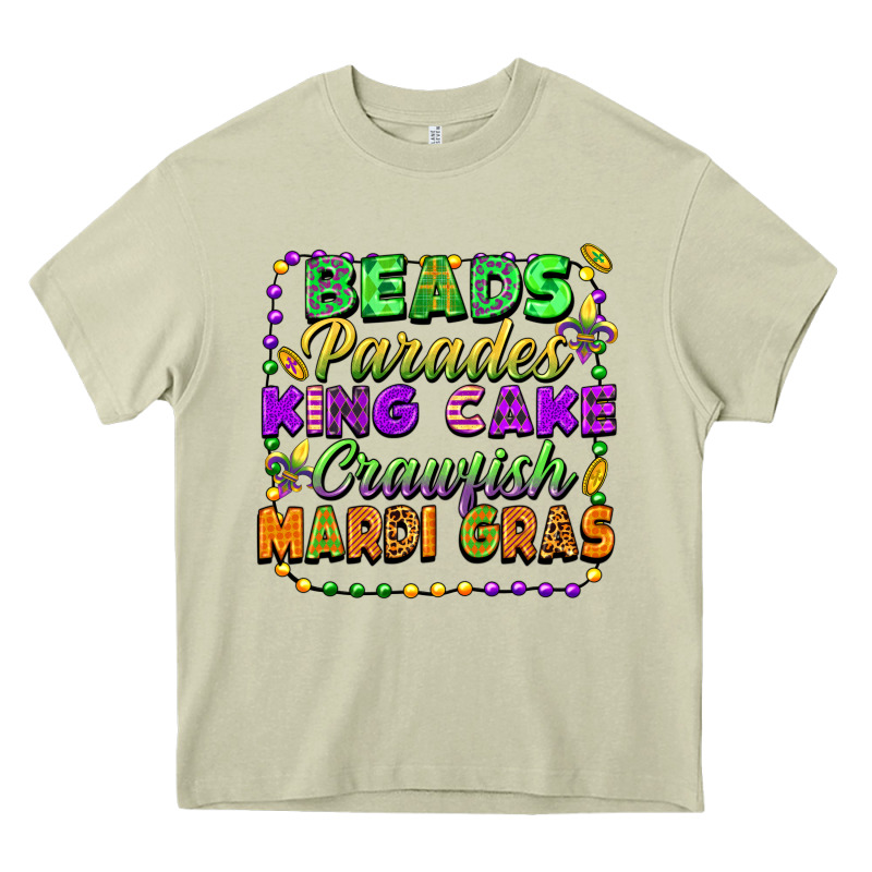 Beads Parades King Cake Crawfish Mardi Gras Heavy Core Tee by FaDigitalArtStudio | Teevron