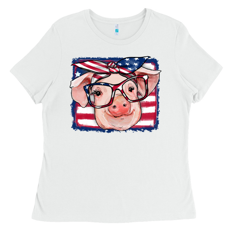 American Flag Pig Ladies Tee by RanaPortraitStore | Teevron