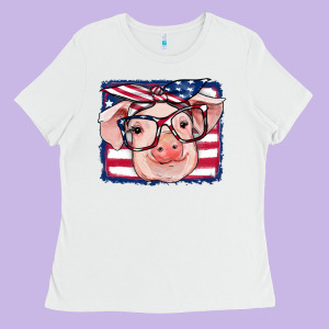 American Flag Pig Ladies Tee Designed By Ranaportraitstore