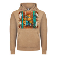 Vintage Coffee cowboy boots turquoise aztec cowhide Vintage Hoodie - Artiststas