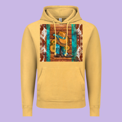 Cowboy Boots Turquoise Aztec Cowhide Vintage Hoodie Designed By Artiststas