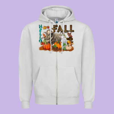 Hello Fall Merino Wool Sheep Zipper Hoodie Designed By Lillyallendesigns