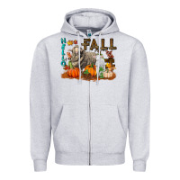 Heather Grey Hello Fall Merino Wool Sheep Zipper Hoodie - LillyAllenDesigns