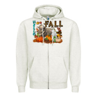 Oatmeal Heather Hello Fall Merino Wool Sheep Zipper Hoodie - LillyAllenDesigns