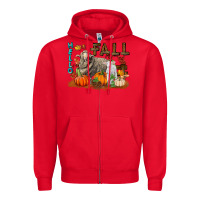 Red Hello Fall Merino Wool Sheep Zipper Hoodie - LillyAllenDesigns