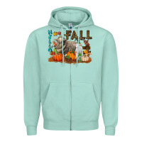 Seafoam Hello Fall Merino Wool Sheep Zipper Hoodie - LillyAllenDesigns