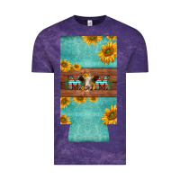 Cloud Purple mom hereford cattle sunflowers on tooled leather slim can cooler Vintage Tee - BarkalooDesign