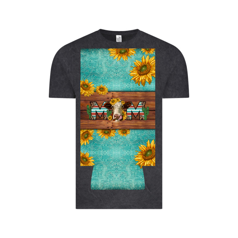 Mom Hereford Cattle Sunflowers On Tooled Leather Slim Can Cooler Vintage Tee by BarkalooDesign | Teevron