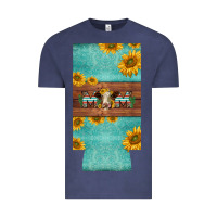 Vintage Denim mom hereford cattle sunflowers on tooled leather slim can cooler Vintage Tee - BarkalooDesign