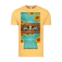 Vintage Mustard mom hereford cattle sunflowers on tooled leather slim can cooler Vintage Tee - BarkalooDesign