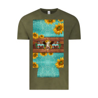 Vintage Olive mom hereford cattle sunflowers on tooled leather slim can cooler Vintage Tee - BarkalooDesign