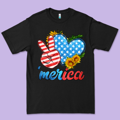 America With Heart Premium Tee Designed By Hra Design Shop