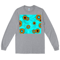 Heather Grey turquoise gemstone sunflower Long Sleeve Tee - JahusDesignShop