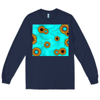 Navy turquoise gemstone sunflower Long Sleeve Tee - JahusDesignShop