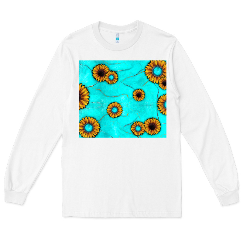 Turquoise Gemstone Sunflower Long Sleeve Tee by JahusDesignShop | Teevron