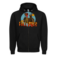 Black Fall Vibes Turkey Zipper Hoodie - LillyAllenDesigns