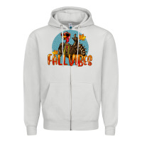 Dove Grey Fall Vibes Turkey Zipper Hoodie - LillyAllenDesigns