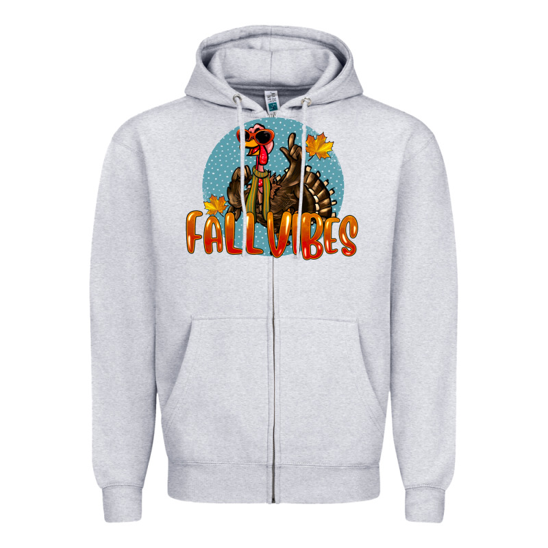 Fall Vibes Turkey Zipper Hoodie by LillyAllenDesigns | Teevron