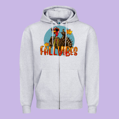 Fall Vibes Turkey Zipper Hoodie Designed By Lillyallendesigns