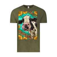 Vintage Olive Western Holstein Cow Vintage Tee - LillyAllenDesigns