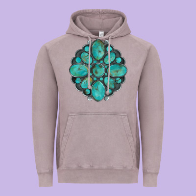 Turquoise Gemstone Vintage Hoodie Designed By Artiststas