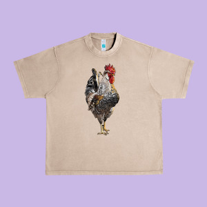 Cream Legbar Rooster Urban Heavy Tee Designed By Lillyallendesigns